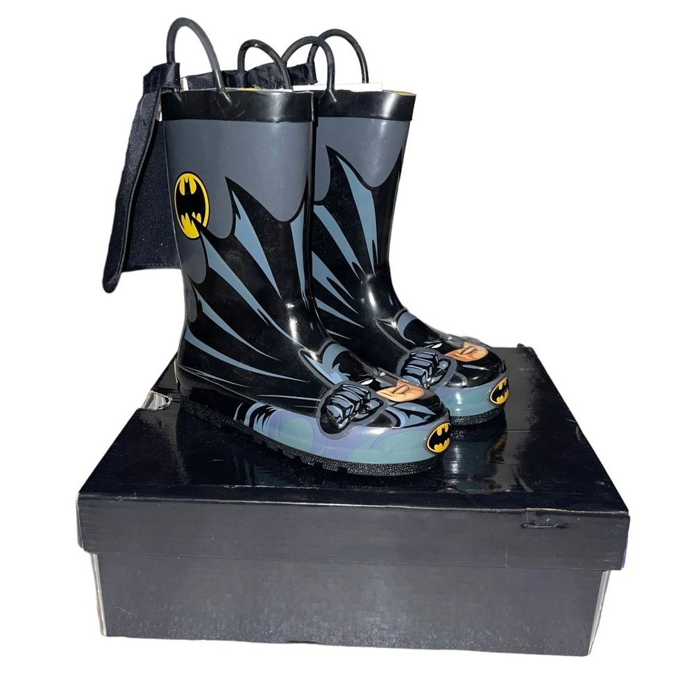Rare Western Chief Batman Everlasting Rain Boots Toddler Boys 11 Cape Costume